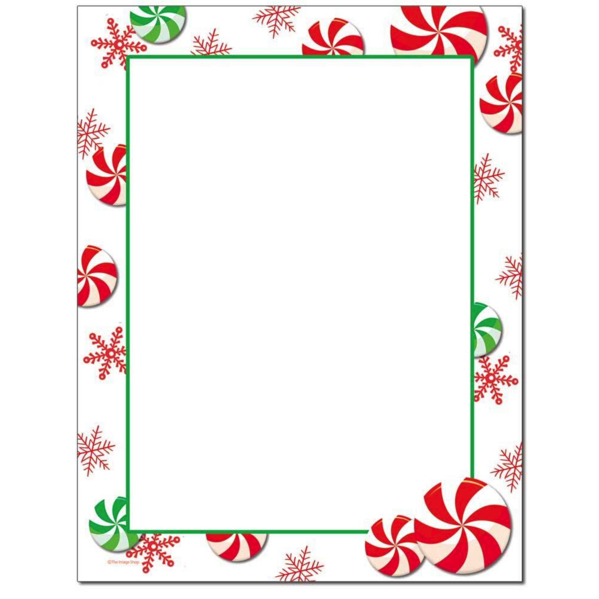Peppermint Candy White Border Christmas Holiday Paper